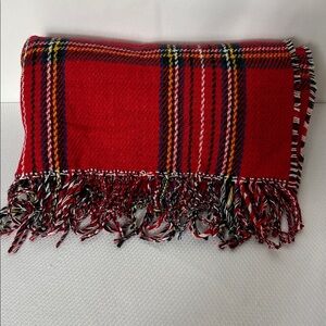 Apt. 9 Reversible Long Scarf Wrap Black White Herringbone Red Plaid Accessory